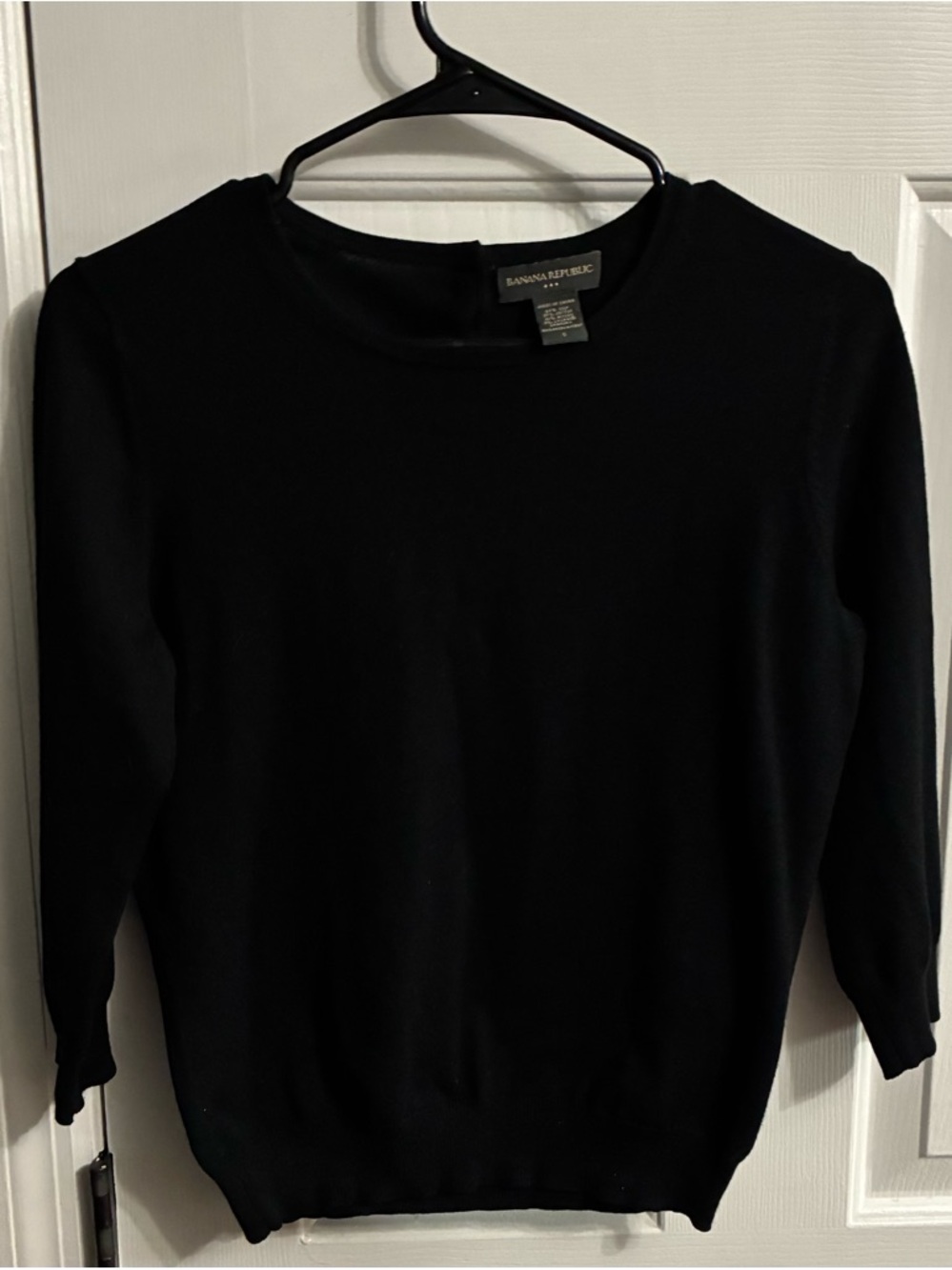 Banana Republic Silk Blend Black Sweater with 3/4 Length Sleeves